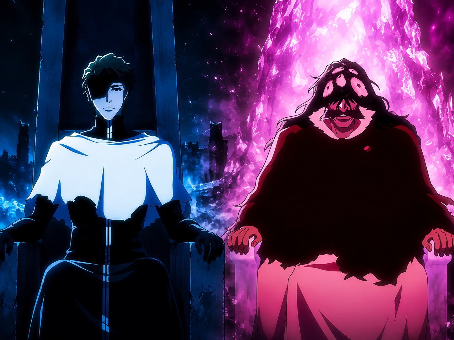 Sosuke Aizen e Yhwach em Bleach Thousand-Year Blood War
